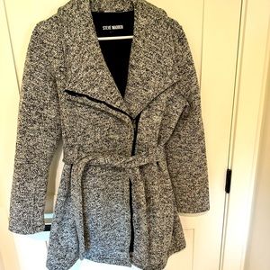 Steve Madden Grey/White Belted Sweater coat - size L